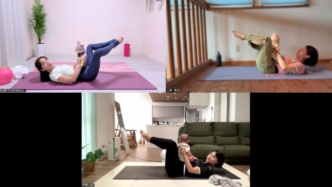 ベビママピラティスの実技練習風景